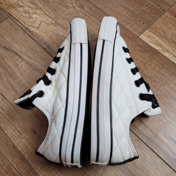 Converse Chuck Taylor Ox diamond Quilted Nylon White Black lined sneakers W 6 - Picture 9 of 16